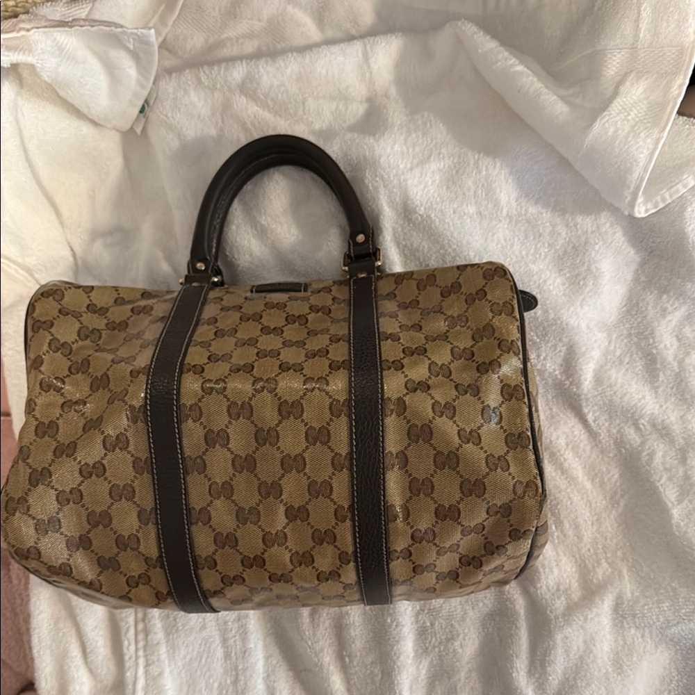 Gucci Tan and Brown Monogram Travel Bag